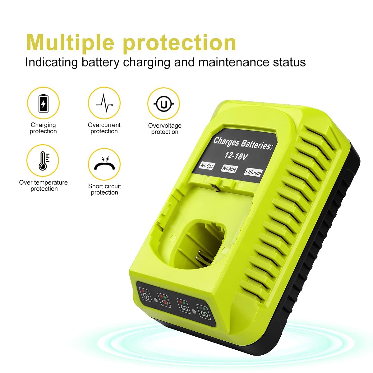 Powilling 18Volt P117 Rapid Charger Replace For Ryobi 18V Battery One+ Li Ion & Ni Cad Ni Mh Battery P102 P108 P189 P197 P103 P1