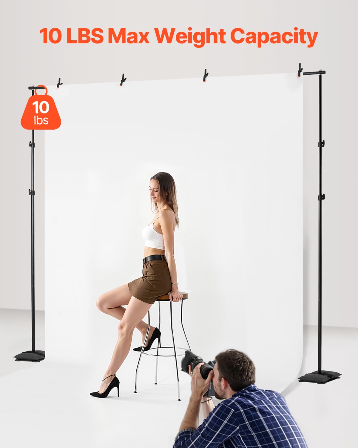 Vevor Backdrop Stand, 8.5 X 10 Ft Adjustable Photo Backdrop Stand Kit, Portable Background Backdrop Stand With 7 Crossbars, Heav