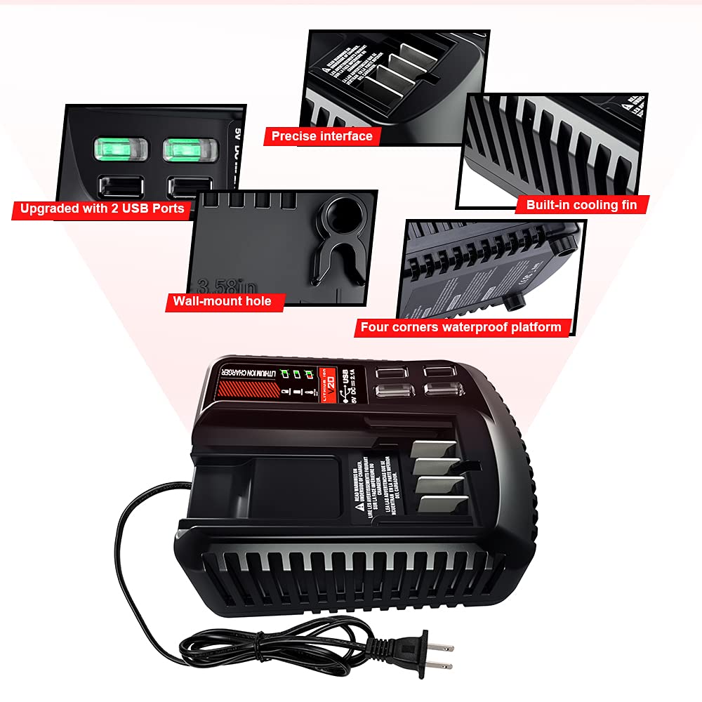 V20 Battery Fast Charger Cmcb104, Waxpar Cmcb104 Battery Charger Compatible With Craftsman V20 Lithium Battery Cmcb204 Cmcb202 C