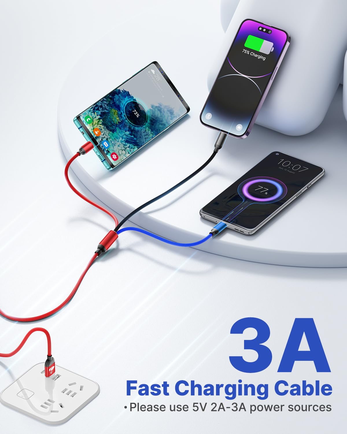 Short Multi Charging Cable, 1Ft 2Pack Fast Multiple Usb Cable 3 In 1 Charging Cable Universal Multi Charging Cord With Ip, Type C, Micro Usb Connectors For Cell Phone Tablets,Samsung And More
