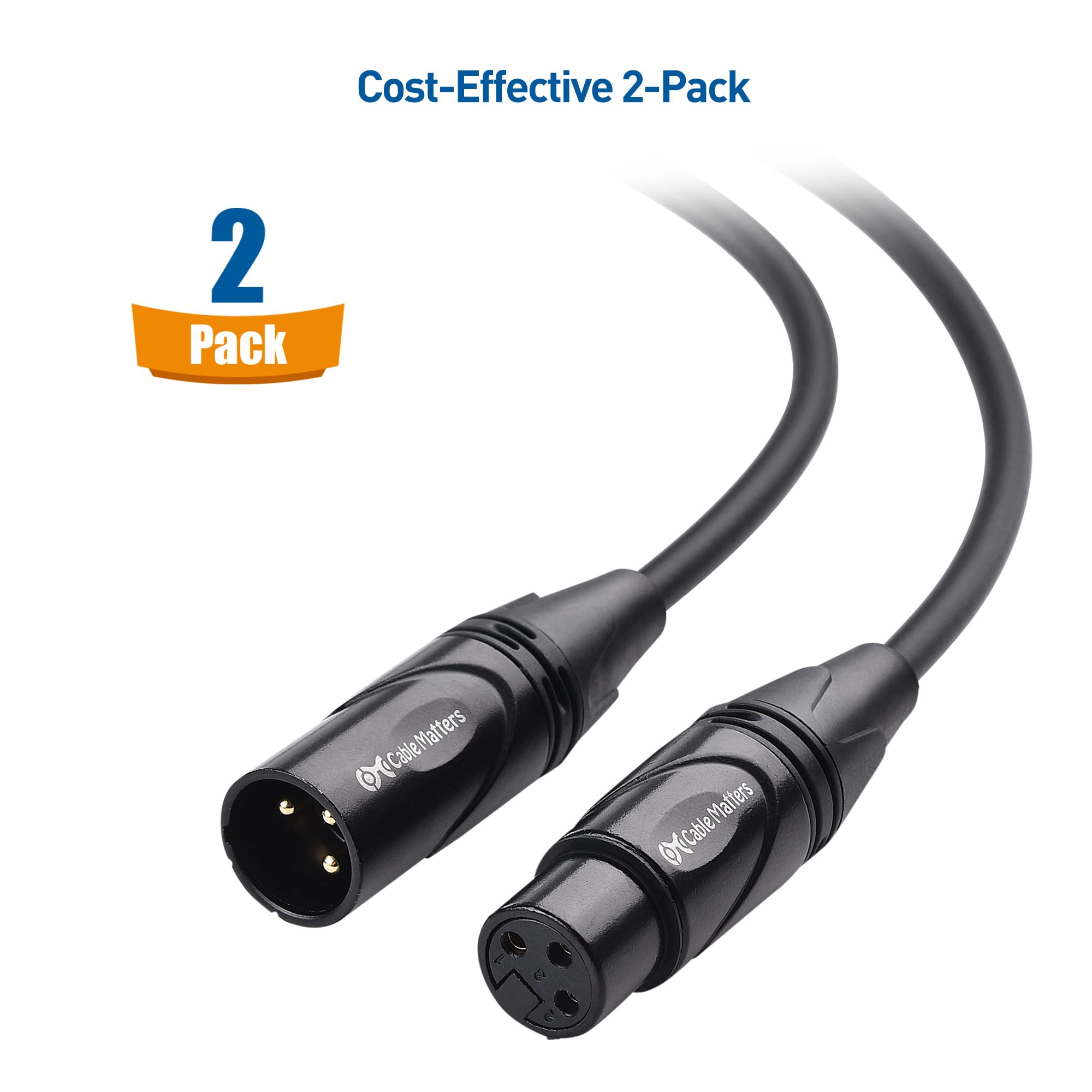 Cable Matters 2 Pack Premium Xlr To Xlr Cables, Xlr Microphone Cable 25 Feet, Oxygen Free Copper (Ofc) Xlr Male To Female Cord,