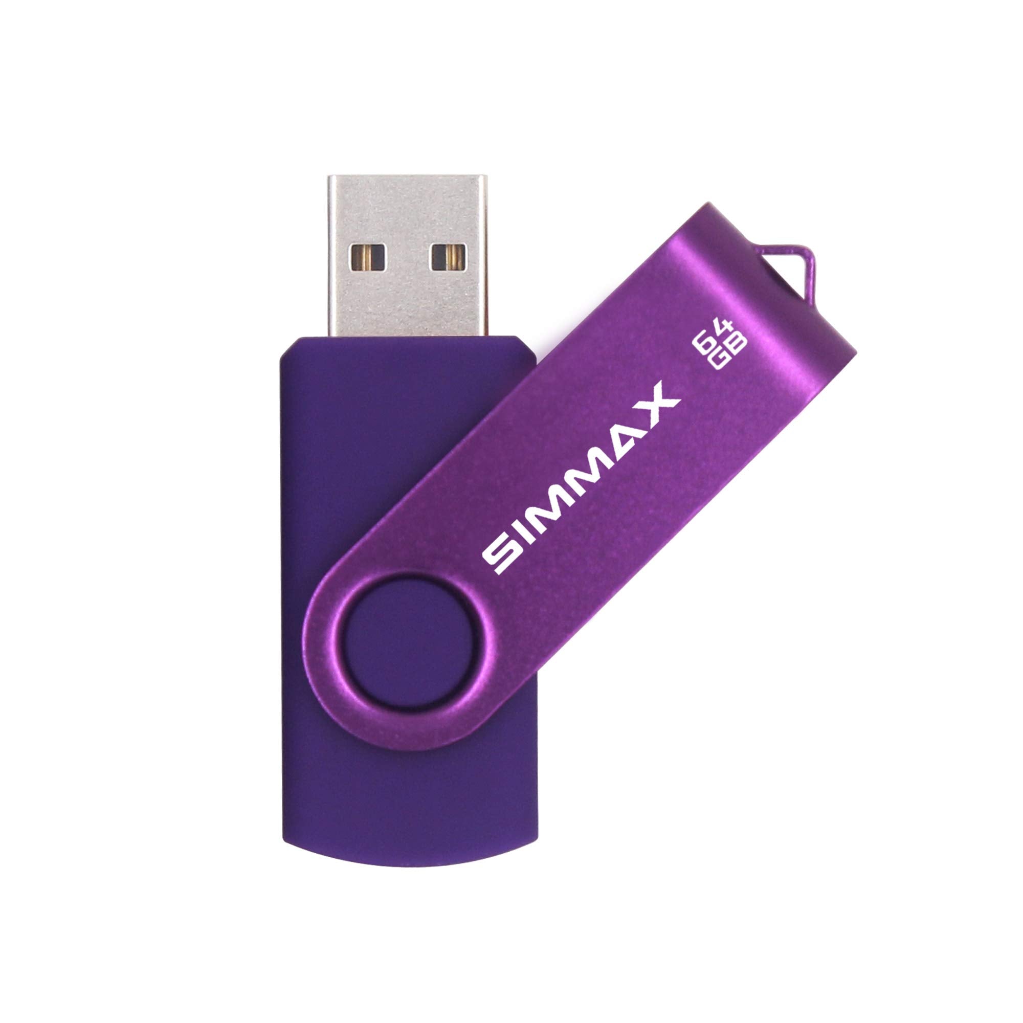 Simmax 64Gb Memory Stick Usb 2.0 Flash Drives Swivel Thumb Drive Pen Drive (64Gb Purple)