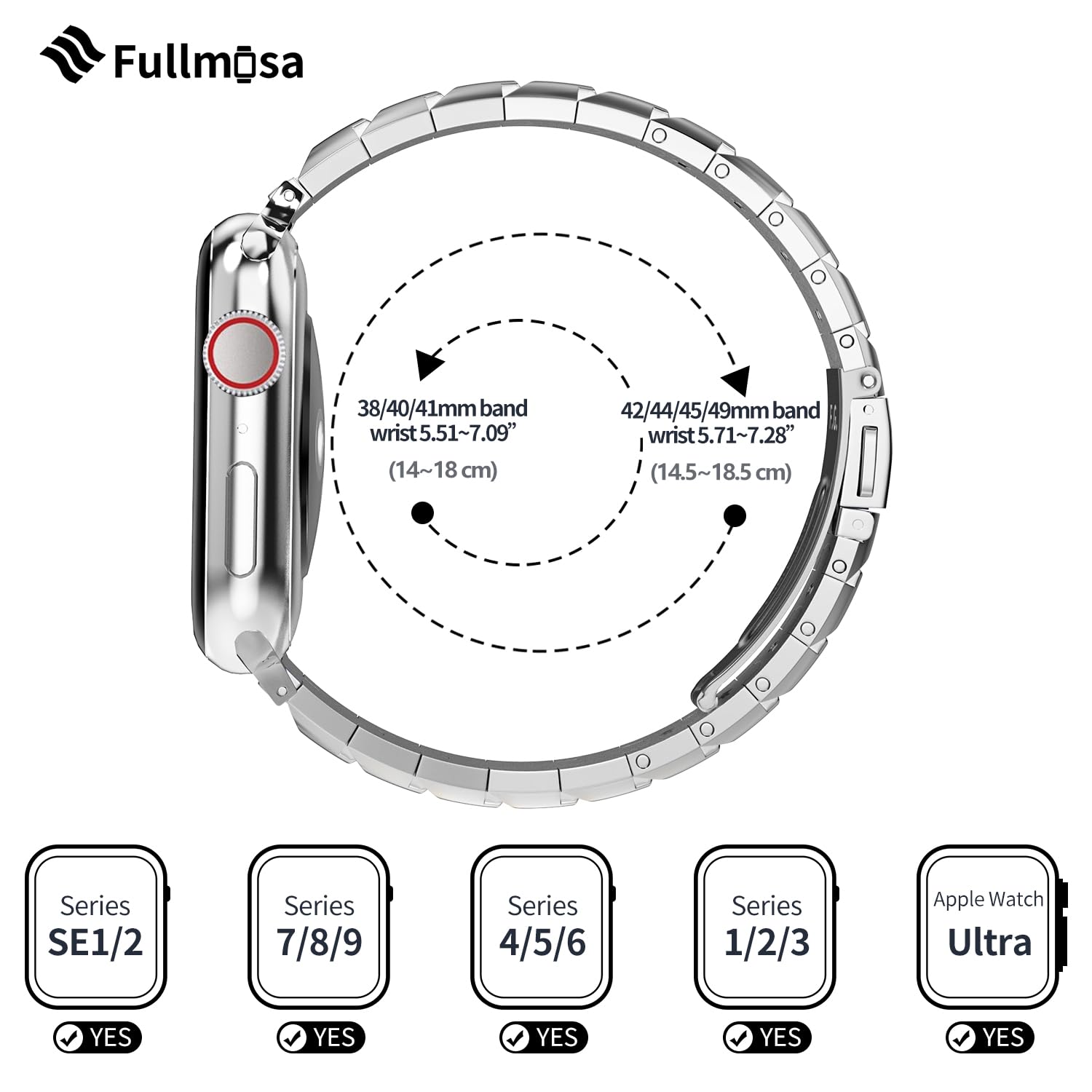 Fullmosa Compatible With Apple Watch Band Stainless Steel 49Mm 45Mm 44Mm 42Mm 41Mm 40Mm 38Mm,Women Slim Bracelet For Iwatch Ultr