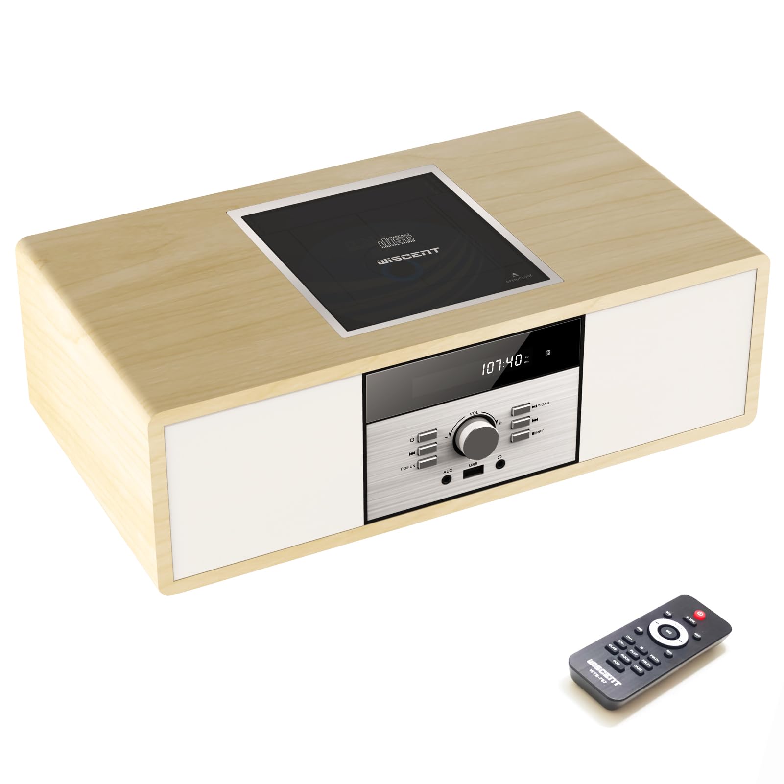 Nostalgic Bluetooth Stereo System For Home, Wiscent Vintage Micro Hifi Systems Cd Player,With Bluetooth Audio Streaming,Fm Radio