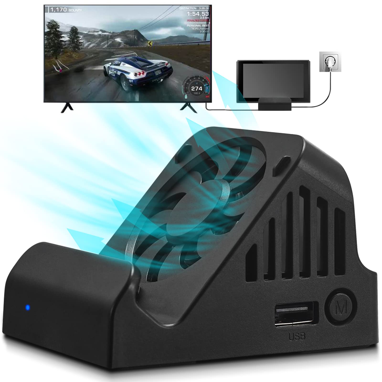 Txlbttl Switch Dock, Tv Projection Charging Dock For Switch, Cooling Fan Compact 4K Hdmi Adapter, Portable Switch Charging Stand