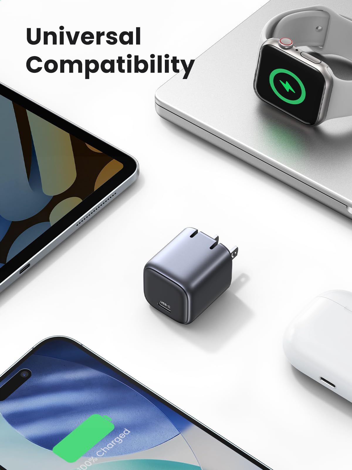 Ugreen 30W Usb C Charger For Iphone 17, Nexode Foldable Gan Pps Compact Fast Wall Charger Block, Usb-C Power Adapter For Iphone