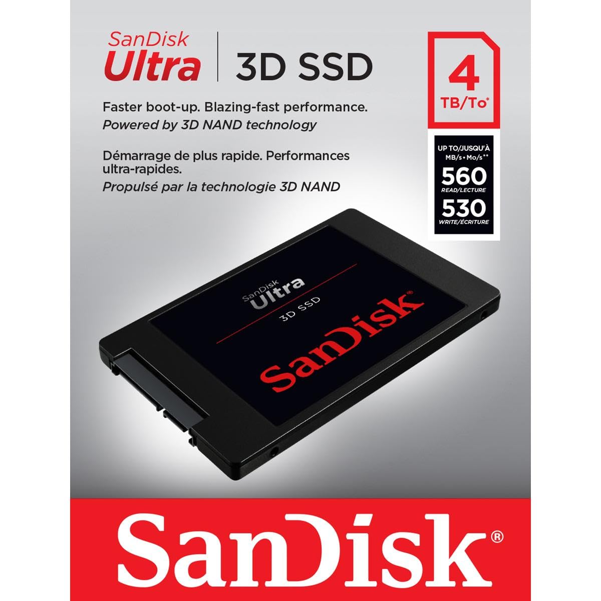 Sandisk Ultra 3D Nand 4Tb Internal Ssd   Sata Iii 6 Gbs 2.57Mm Up To 560 Mbs   Sdssdh3 4T00 G25