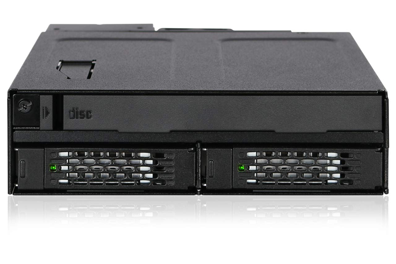 ICY DOCK 2 Bay 2.5 SAS/SATA SSD/HDD & (Ultra) Slim Optical Disk Drive CD DVD ROM Backplane Enclosure for 5.25 Bay | ToughArmor M