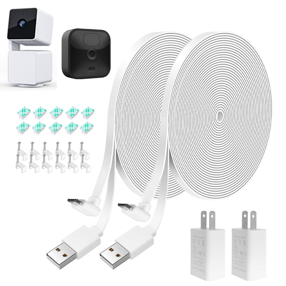 20Ft L Shaped Connector Power Extension Cable With Charger For Wyze Cam Pan V3, Blink Outdoor (3Rd Gen), Flat Weatherproof Charg