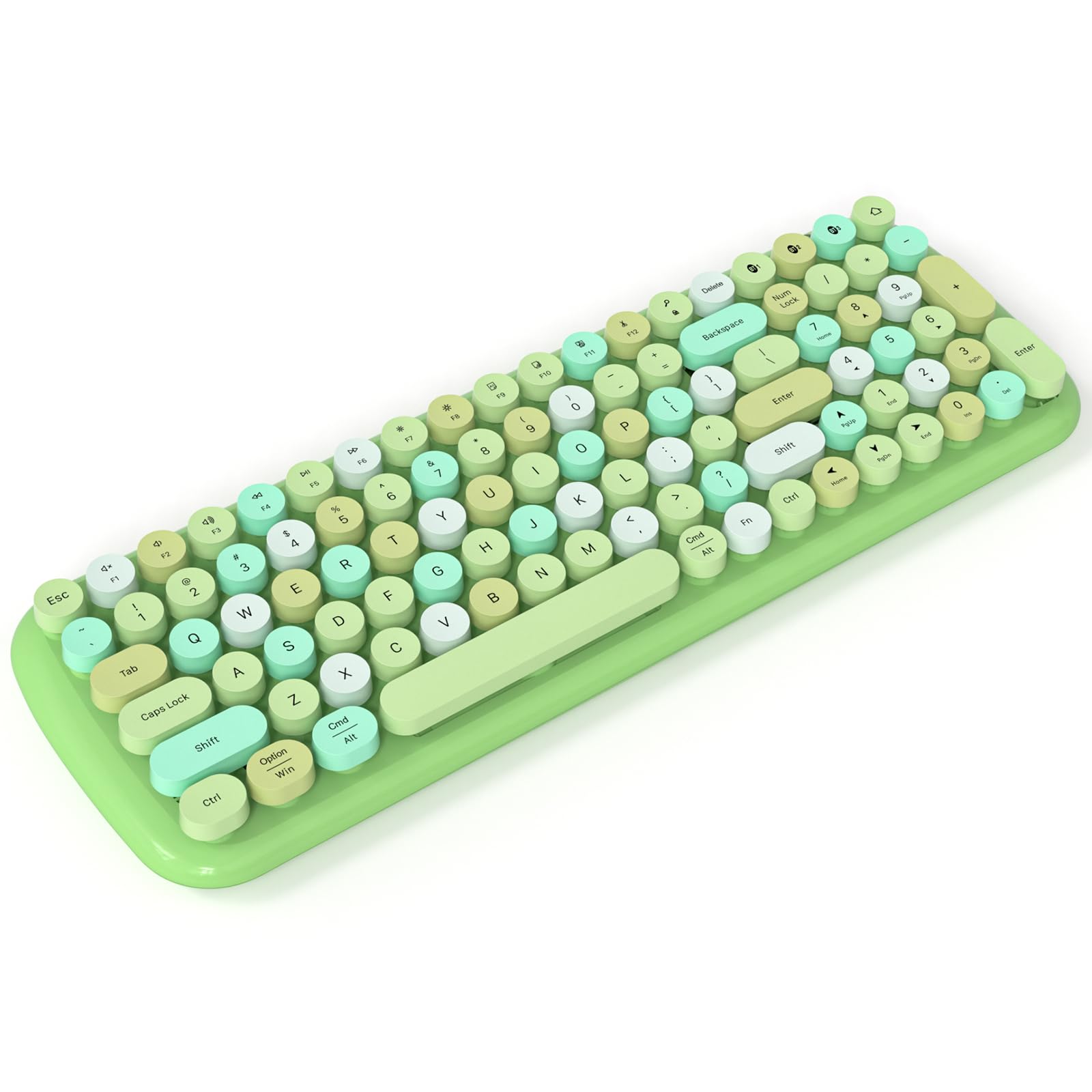 Knowsqt Bluetooth Keyboard   Green Colorful Multi Device Wireless Typewriter Keyboards   Round Keycaps 100 Keys Cute Keyboard Fo