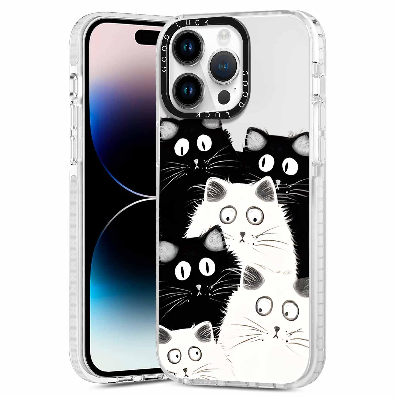 Rumdey 2 Pack Clear Phone Case For Iphone 13 Pro 6.1 Inch, Cute Black Cat Aesthetic Pattern Design Protective Soft Slim Shockpro
