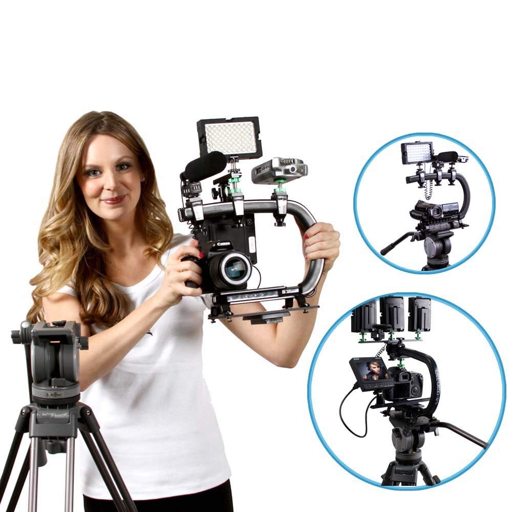 Cam Caddie Scorpion Ex Photo Video Cheese Plate / Tripod Mount With (21) �� 20 And (9) 3/8' 16 Threaded Holes � Heavy Duty Aluminum Anodized Flat Black