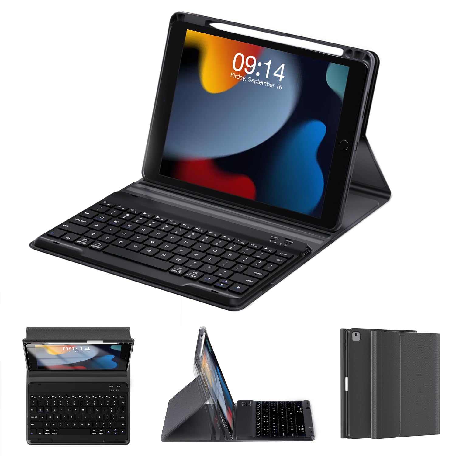 Oyeeice Keyboard Case For Ipad 9Th Generation   Wireless Detachable Keyboard Folio Cover With Pencil Holder For Ipad 9Th/8Th/7Th