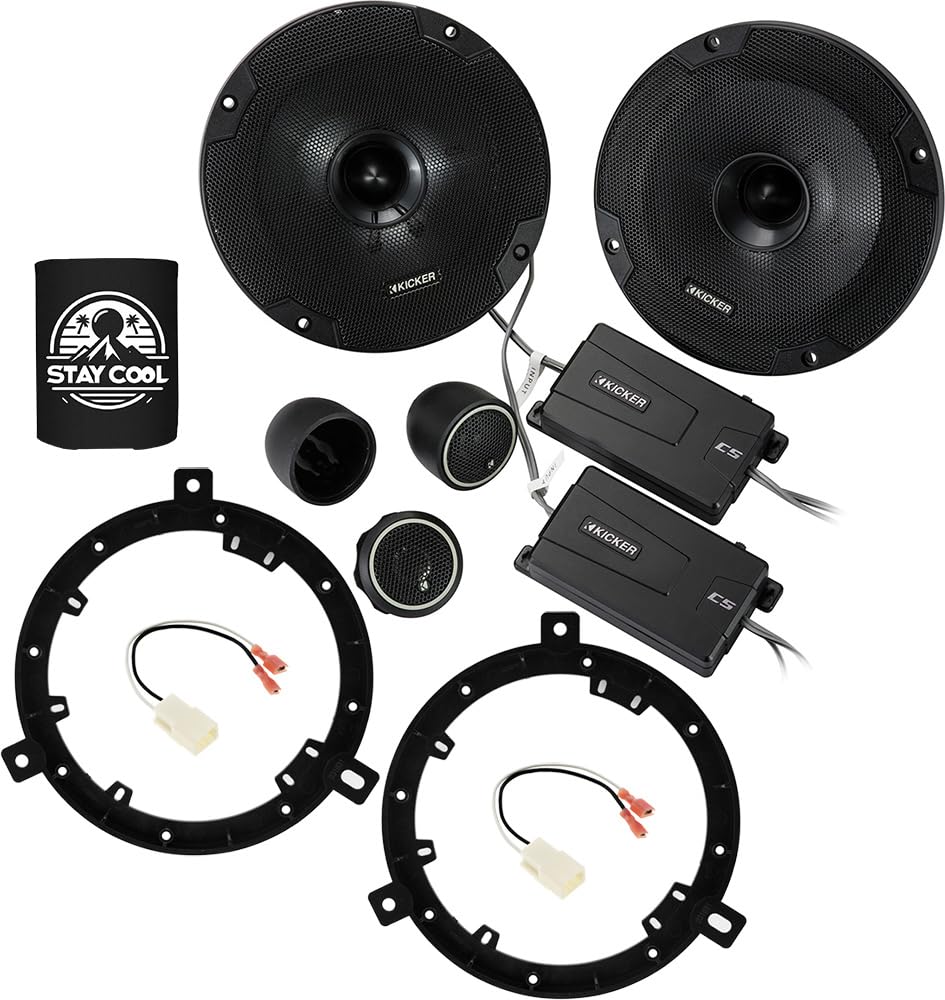 KICKER Dash/Overhead 6.75 Speakers Kit for Jeep Wrangler 2007-2017 Upgrade Kit - Pair of CS Series 6 3/4 Inch Component Speakers