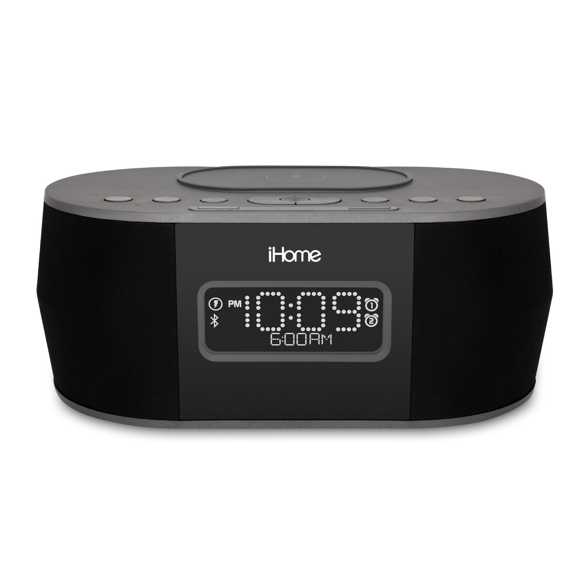 iHOME iBTW38 Wireless Charging Bluetooth Alarm Clock,Black
