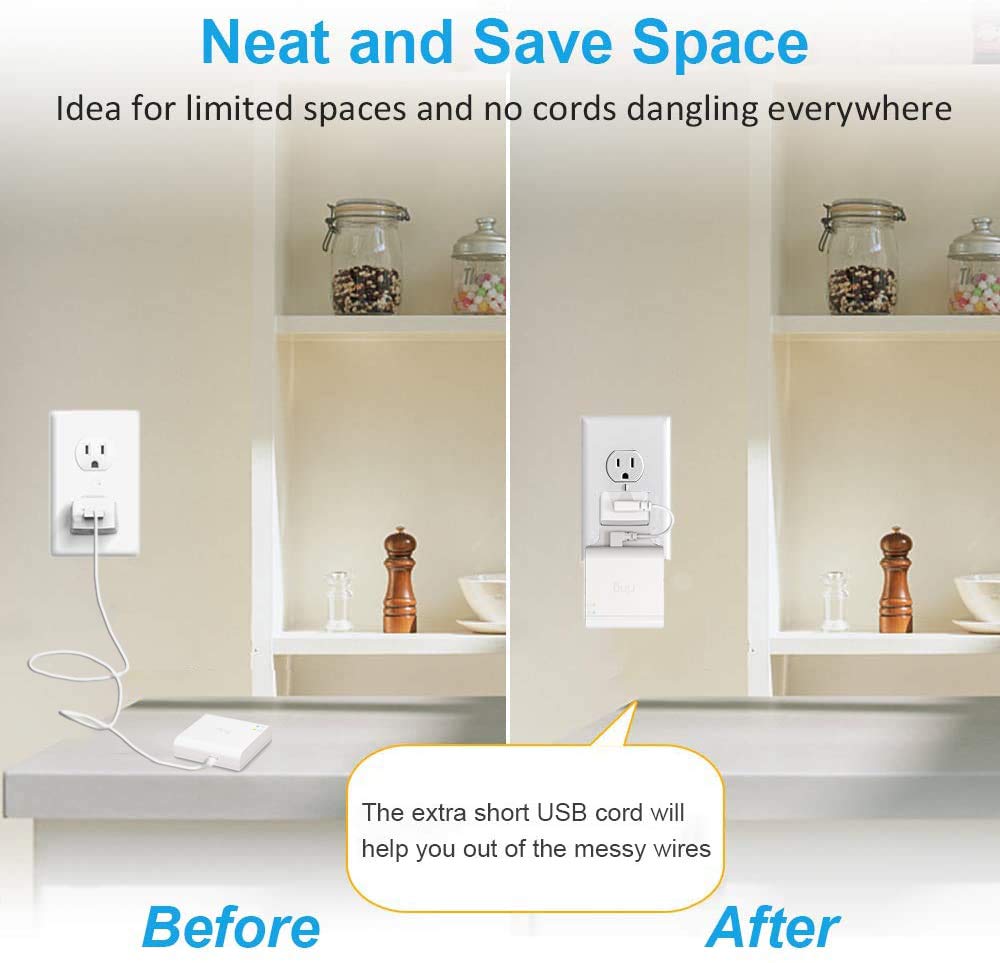 Outlet Mount For Ring Bridge, No Drilling And Speace Saving Wall Mount Holder With Short Cable For Ring Smart Lighting Bridge (1 Pack)