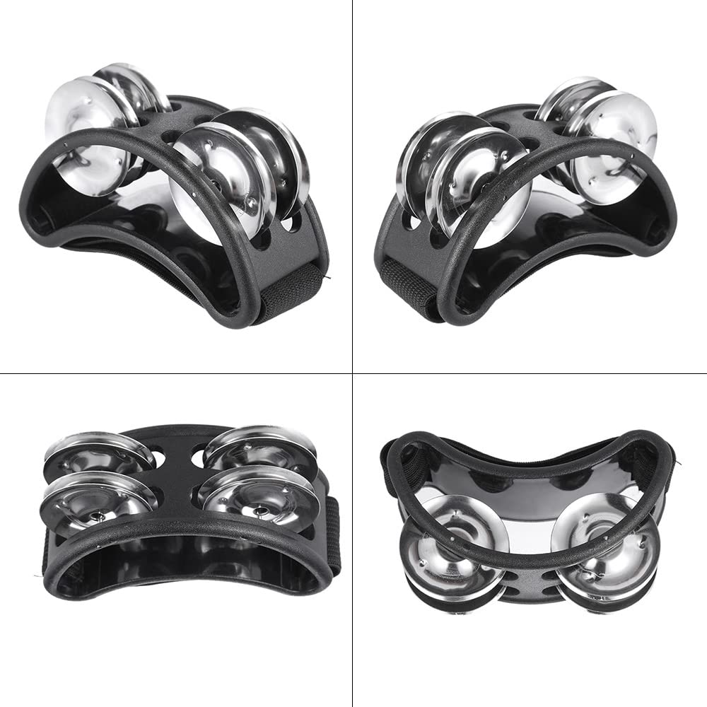 Ubersweet 1pcs Foot Tambourine Percussion Musical Instrument with 2 Sets Metal Jingle Bell |||