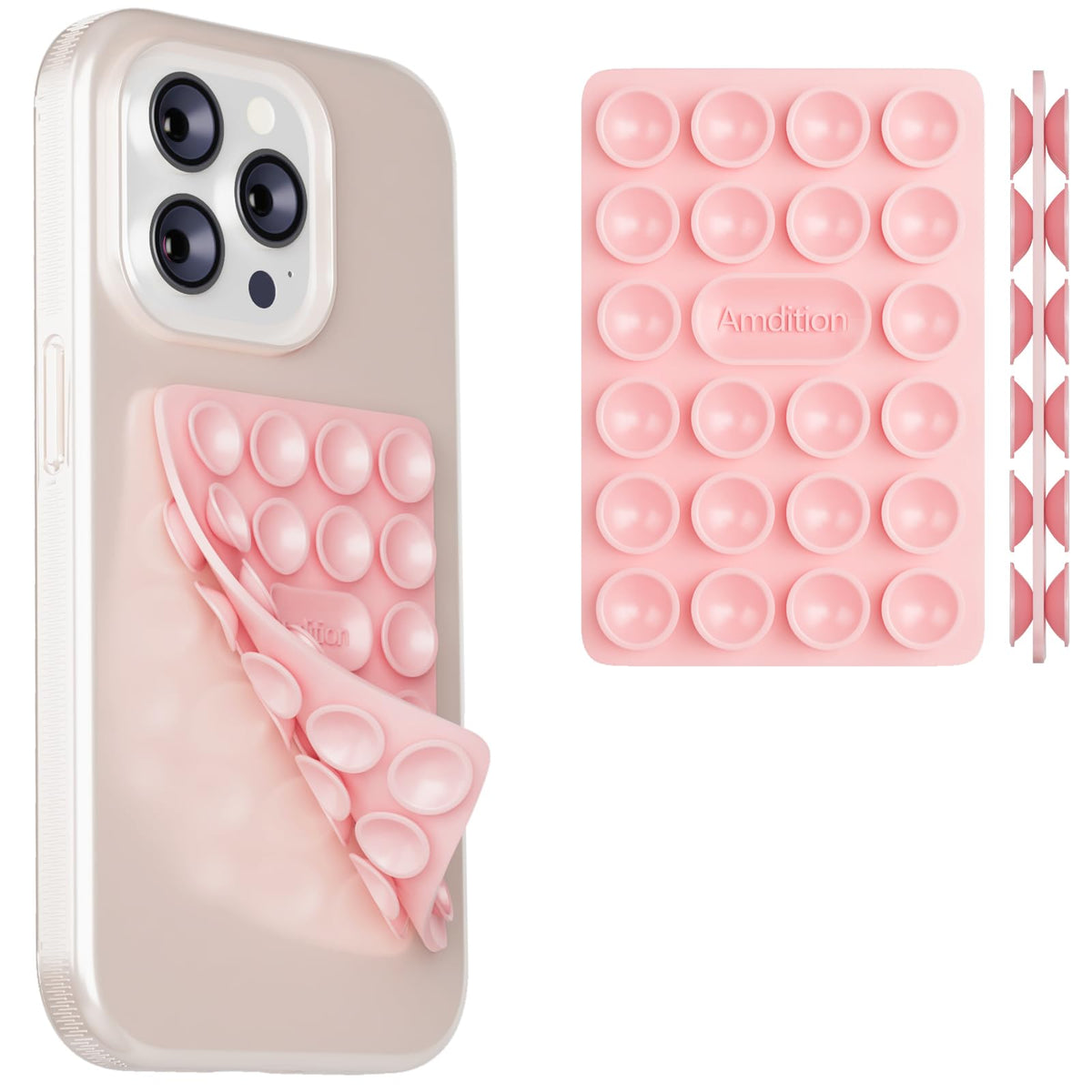 Royviva Double-Sided Silicone Suction Cup Phone Case Mount, Hands-Free Strong Grip Holder For Selfies & Videos, Universal Silico