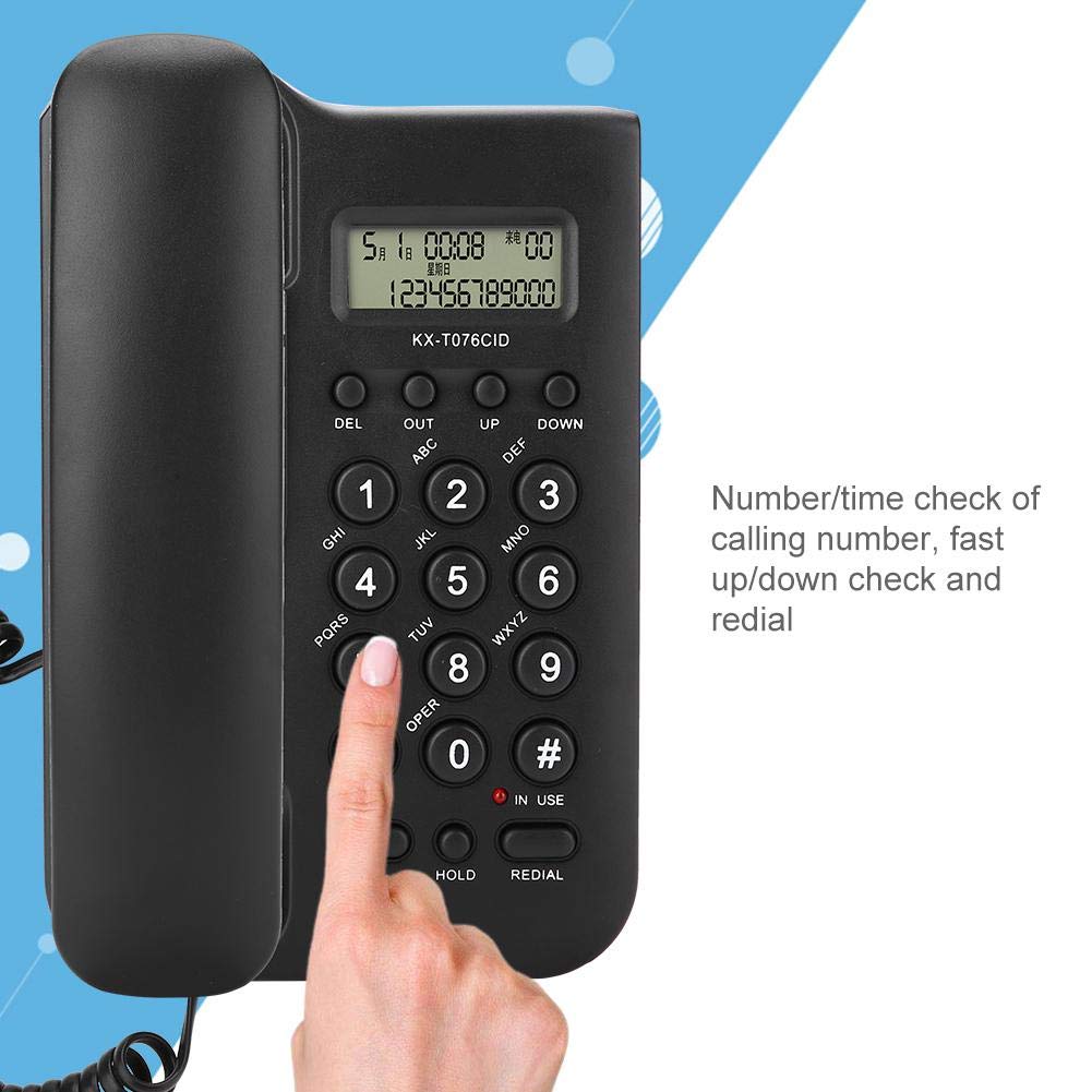 Landline Telephone, Home Hotel Wired Desktop Wall Phone Office Abs Landline Telephone With/Dtmf Dual System Telephone Line Power