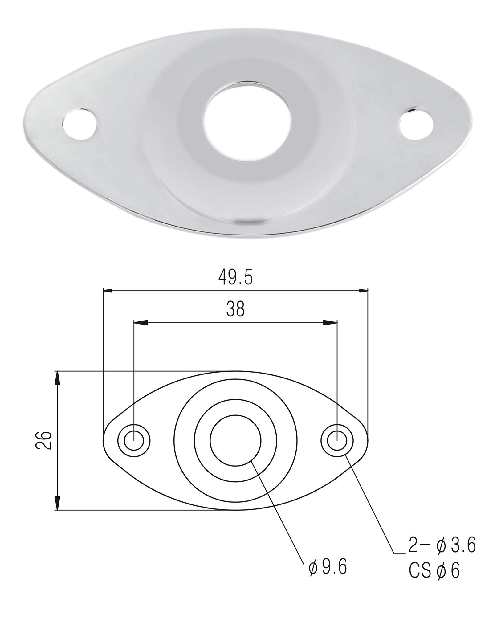 Holmer Guitar Jack Socket Plate Curved Recessed Oval Football Style Output Jack Plate Compatible With Les Paul Ibanez Jackson Gu