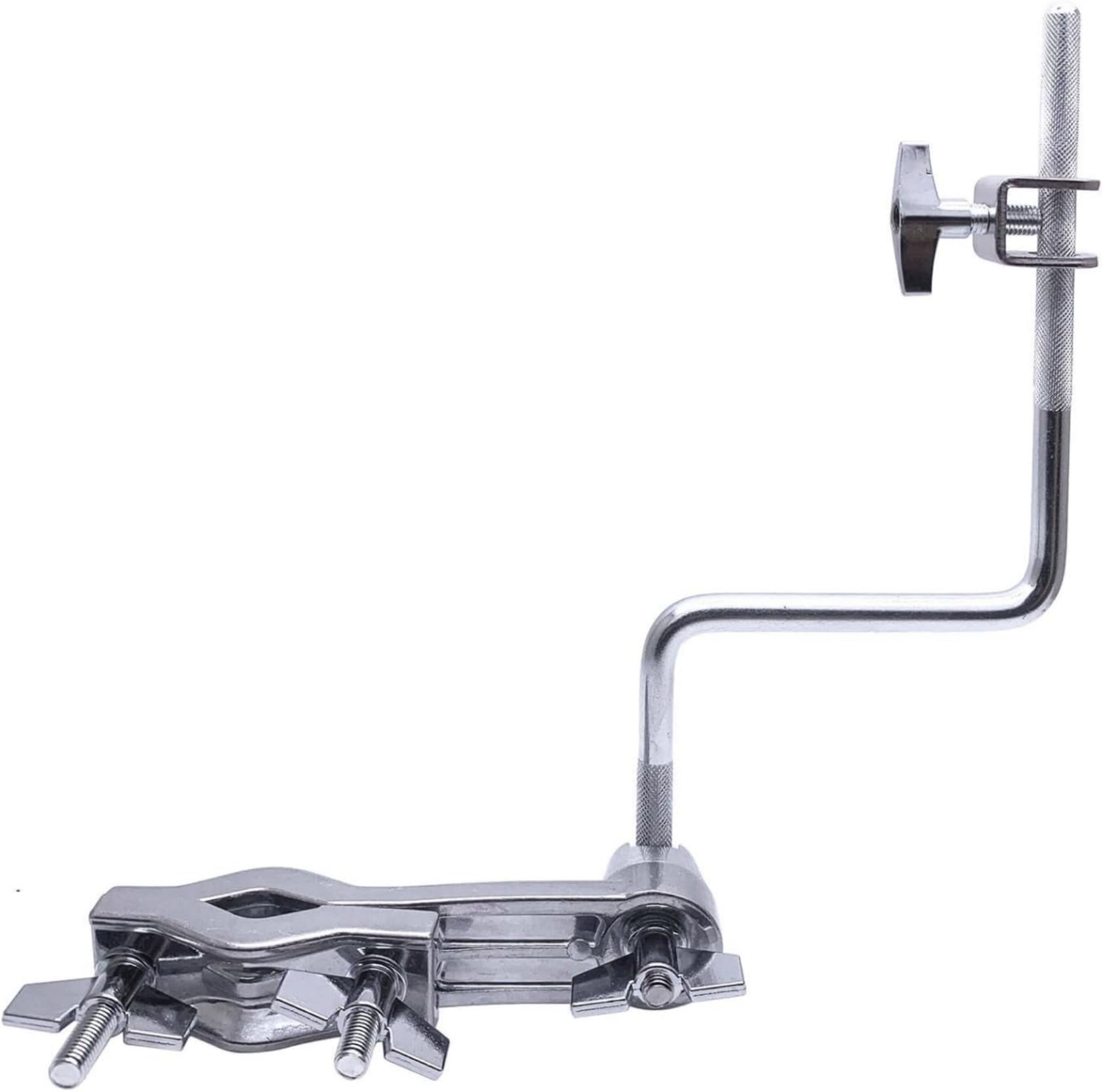 Tuoren Cowbell Clamp Percussion Mounting Bracket With Z Arm Holder For Drum Set Accessory Chrome