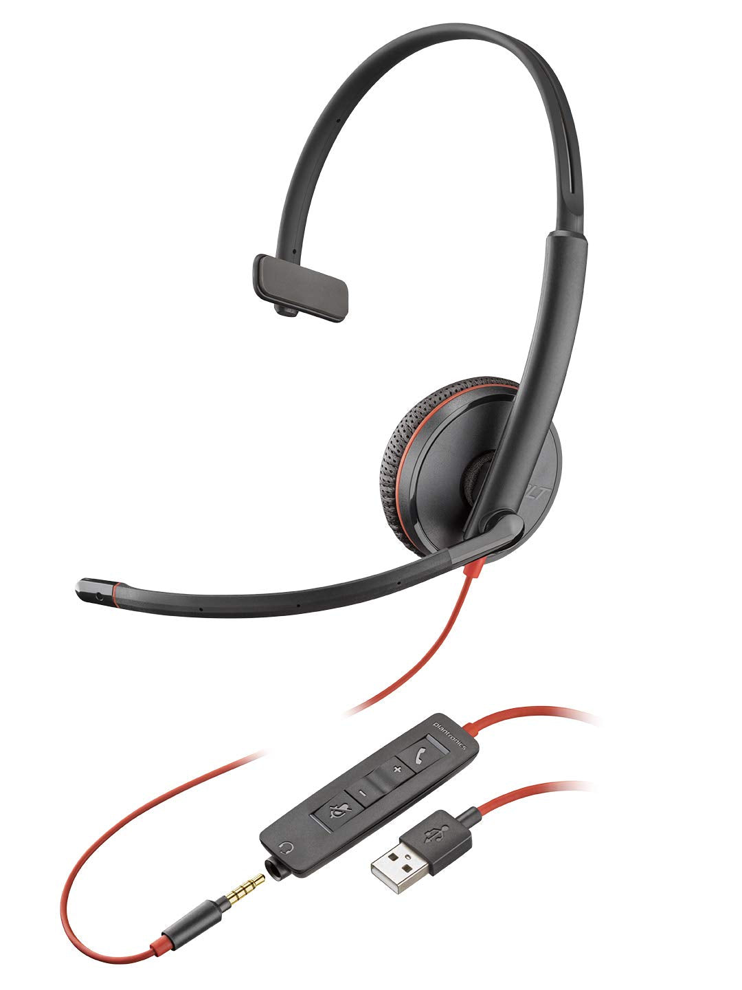 Plantronics Blackwire 3215 USB-A Headset, On-Ear Mono Headset, Wired