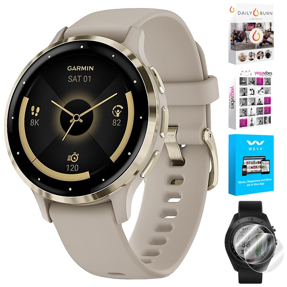 Garmin 010 02785 03 Venu 3S Health Fitness Gps Smartwatch Gold Steel Bezel With Dust Rose Case 41Mm | Official Usa Partner Model