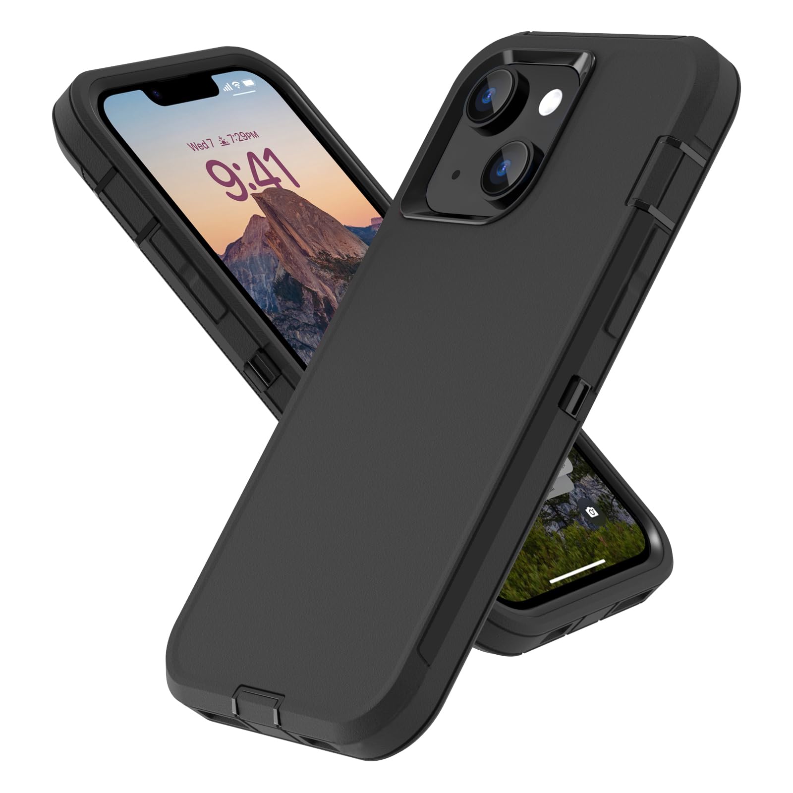 Sansunto For Iphone 13 & 15 Case, For Iphone 14 Protective Case, 3 Layer Heavy Duty Shockproof Silicone Rubber Cover, Rugged Hyb
