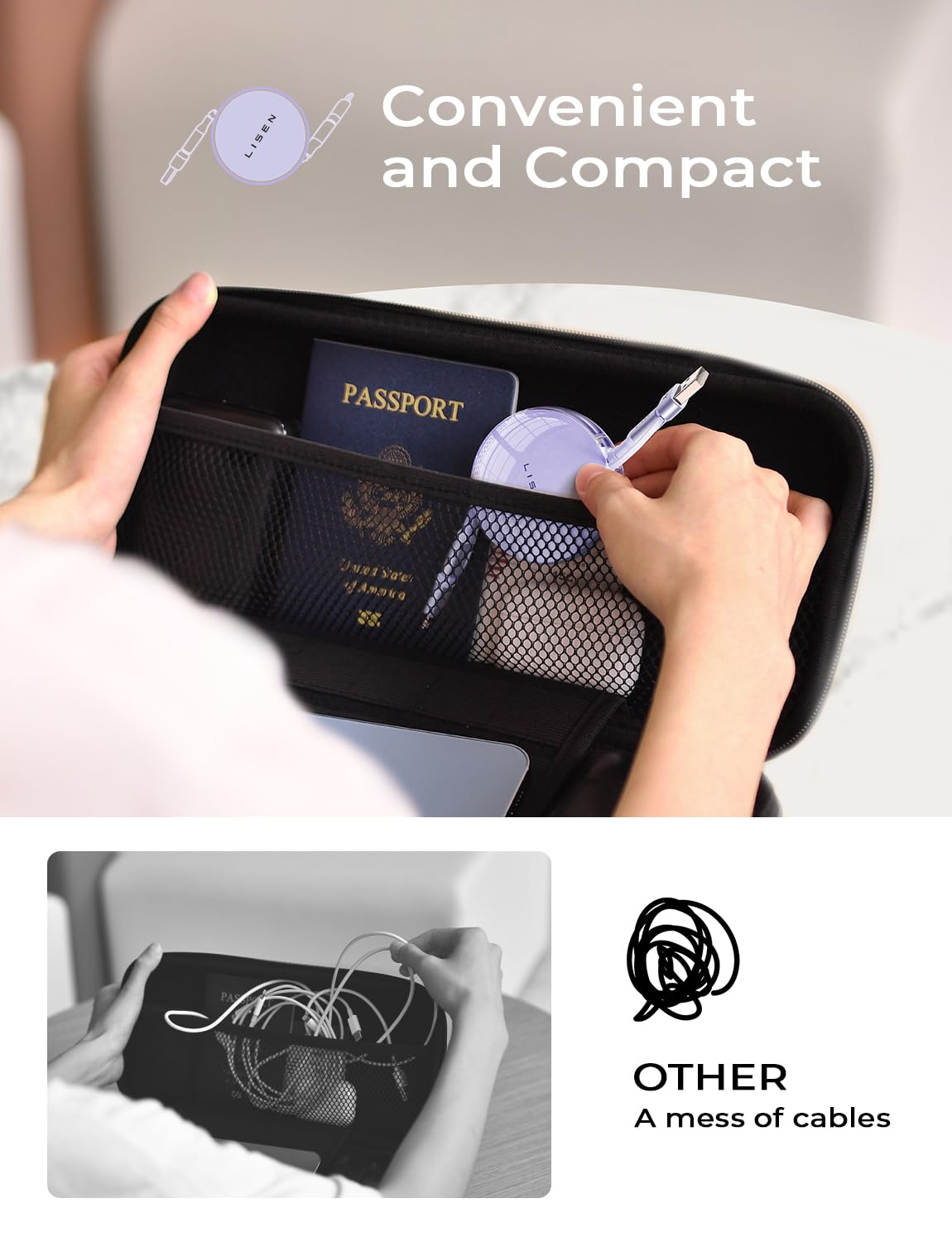 Lisen Retractable Phone Charger, 5 In 1 Multi Charging Cable For Iphone 15 Pro Max, 60W Pd Fast Retractable Car Charger Usb C Ca