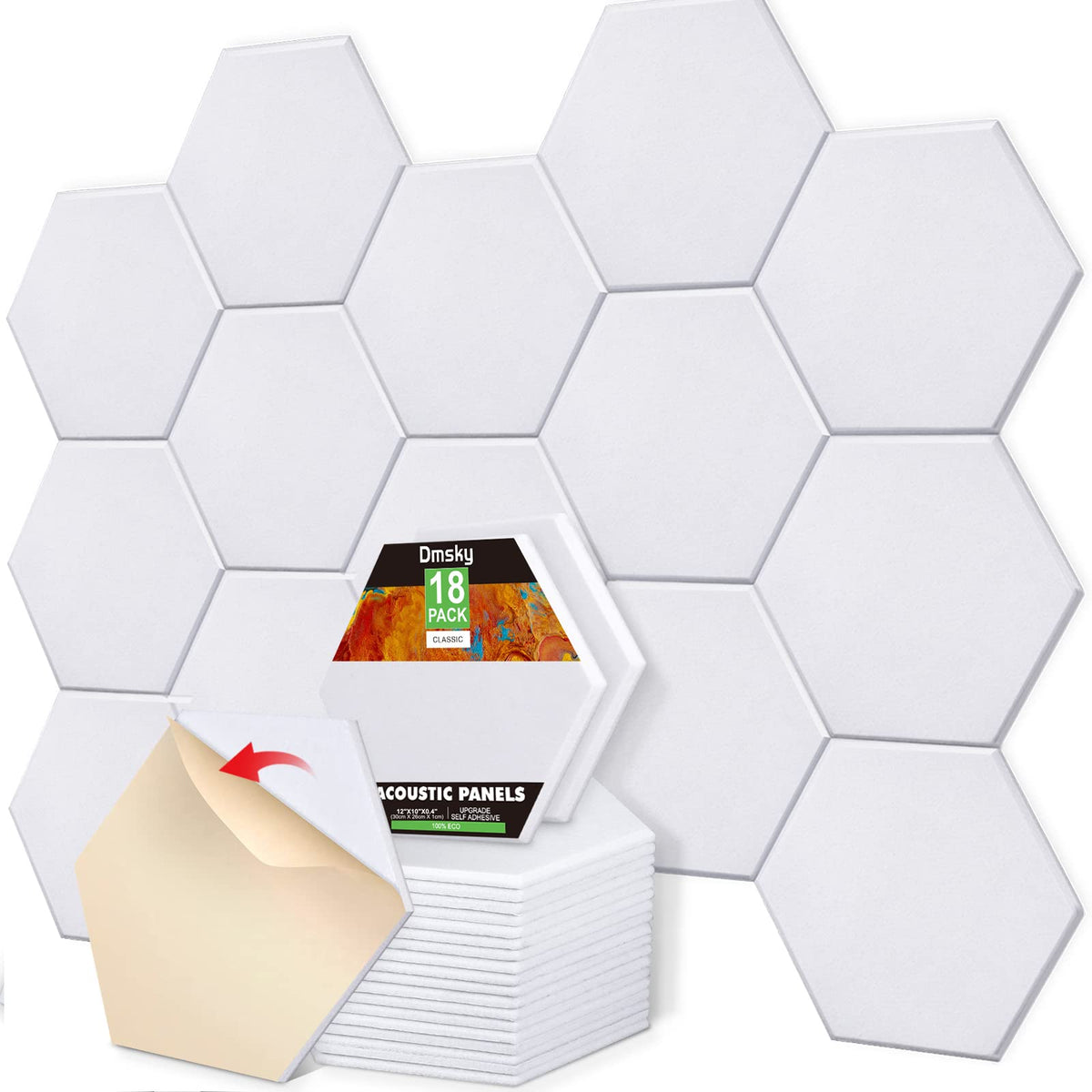 18 Pack Self Adhesive Acoustic Panels Soundproof Wall Panels 12''X10''X 0.4'' Sound Absorbing Panel For Decoration Sound Deadeni
