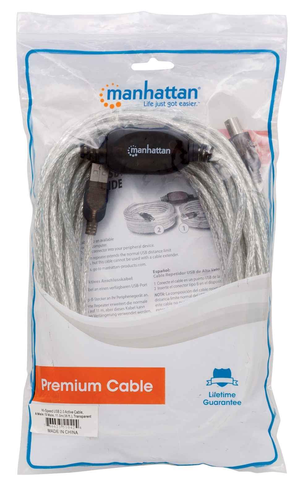 Manhattan High Speed Usb Active Cable 2.0 36 Feet Repeater (510424)