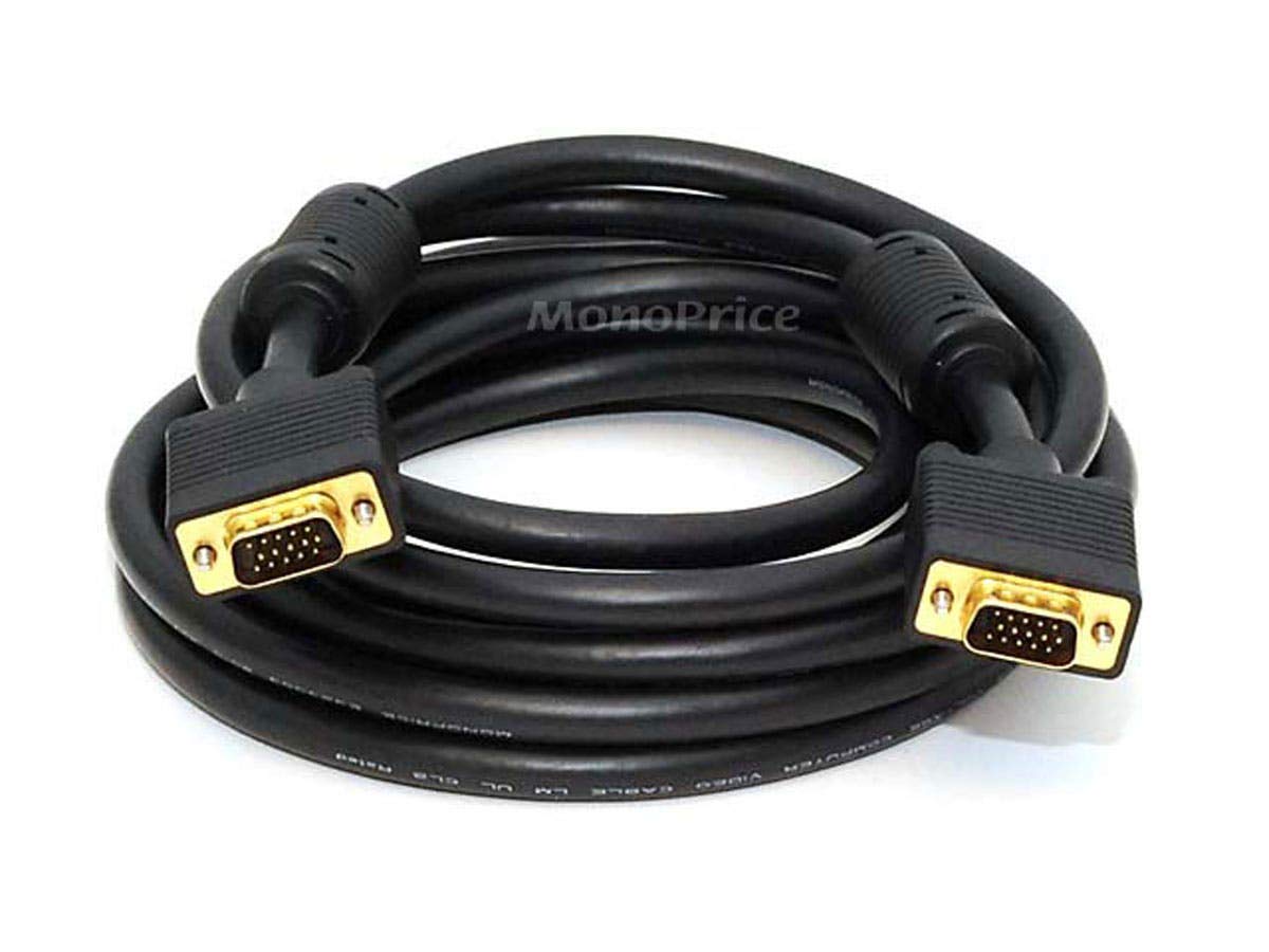 Monoprice 15Ft Super Vga M/M Cl2 Rated (For In Wall Installation) Cable W/ Ferrites (Gold Plated)