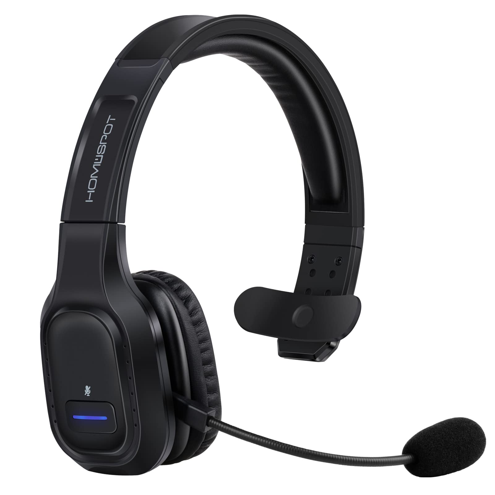Homespot Jm100 Trucker Bluetooth Headset With Ai Noise Canceling, Wireless Headset With Rotatable Microphone And Big Mute Button