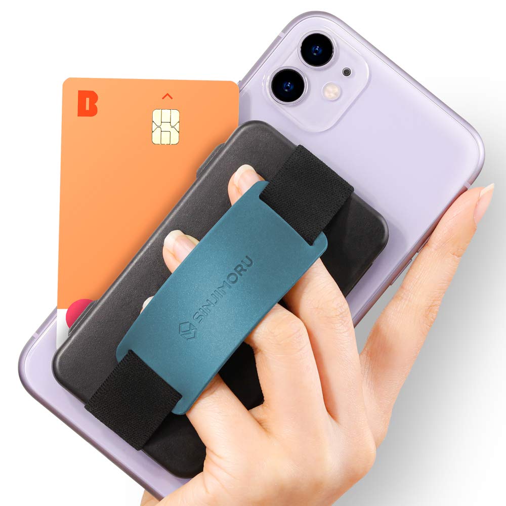 Sinjimoru Cell Phone Card Holder Wallet Case For Back Of Phone, Secure Silicone Phone Stand. Card Zip 2 Teal