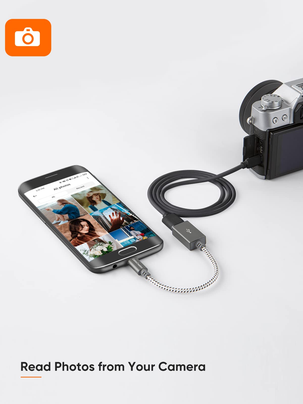 Cablecreation Usb To Micro Usb Adapter 0.15M, Usb 2.0 Male To Female For Usb Micro-B Devices S7, Flash Drive, Mouse, Keyboard, G