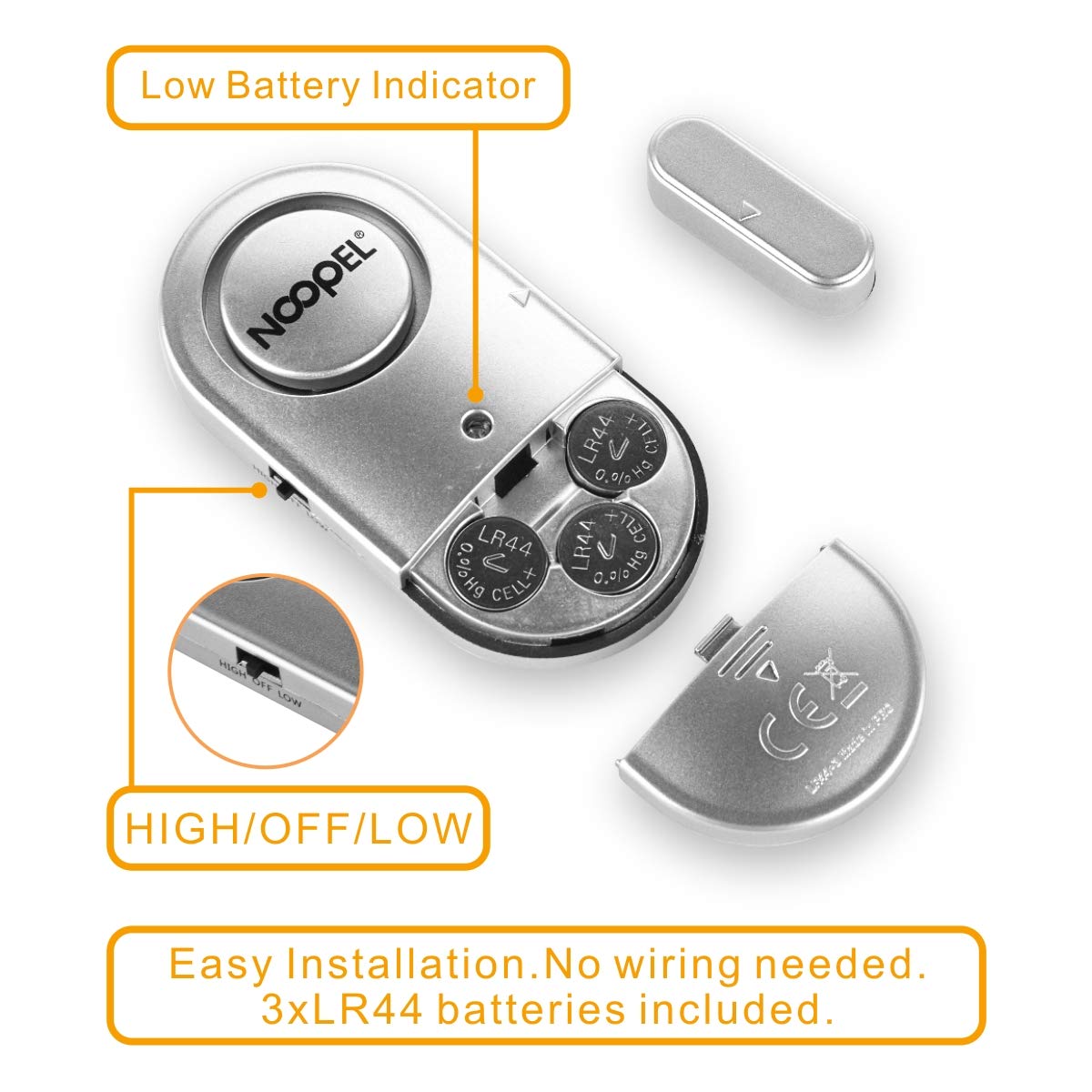 Door Window Alarm 2 Pack, New Version With Two Volume Levels,Noopel Burglar Intruder Entry Alarm For Kids Toddlers Indoor Personal Safety