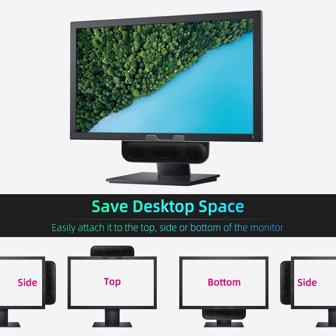 Computer Speakers For Desktop Pc Monitor, Small Computer Soundbar For Pc, Usb Plug In External Speakers For Laptop, Wired Desk S