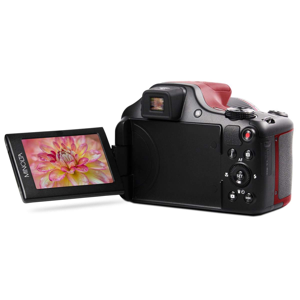 Minolta Pro Shot 20 Mega Pixel HD Digital Camera with 67x Optical Zoom, Full 1080p HD Video & 16GB SD Card (Red)