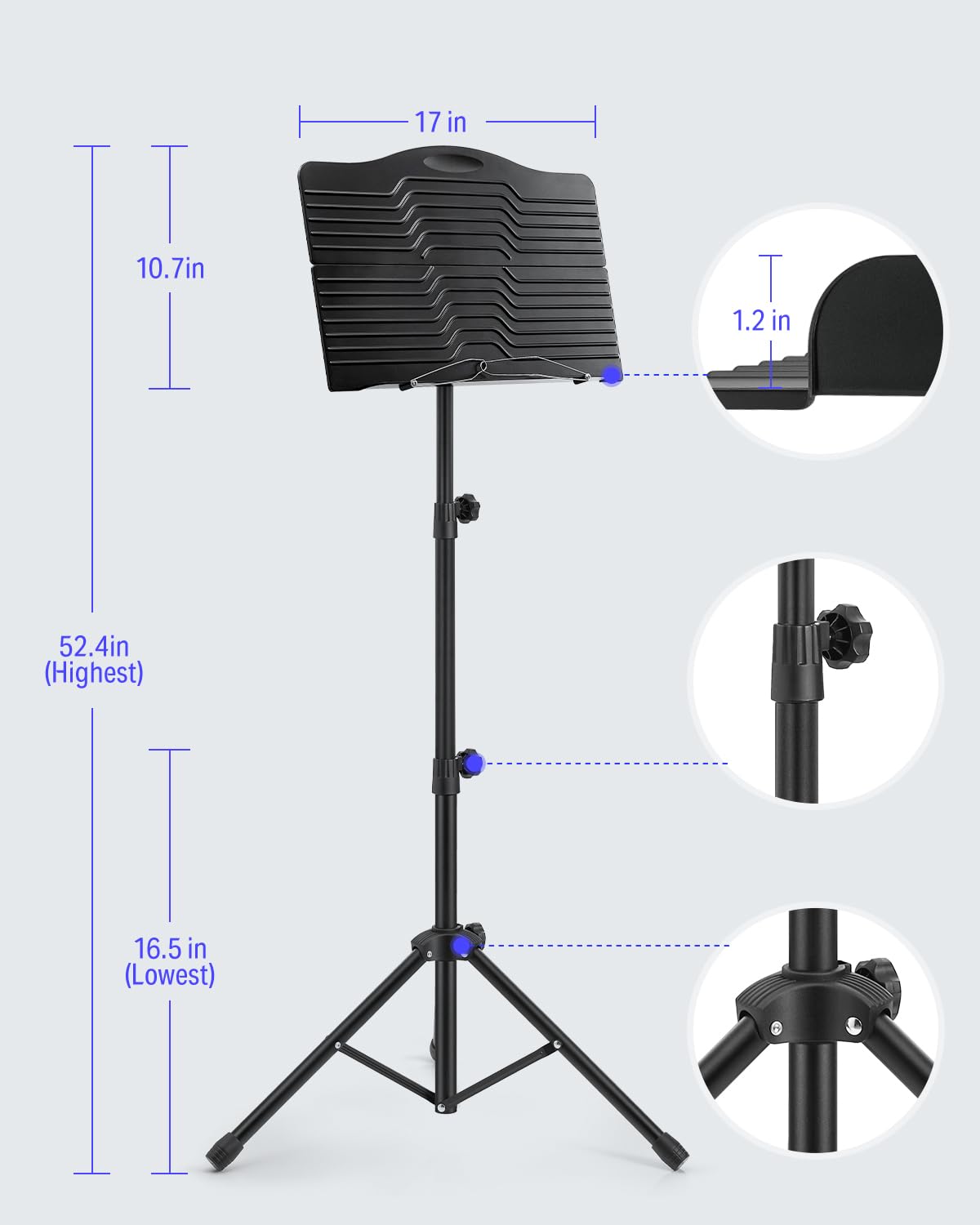 Donner Sheet Music Stand With Light, Dms 1 Portable Metal Music Stand, Tabletop Music Book Stand For Guitar, Ukulele, Violin Pla