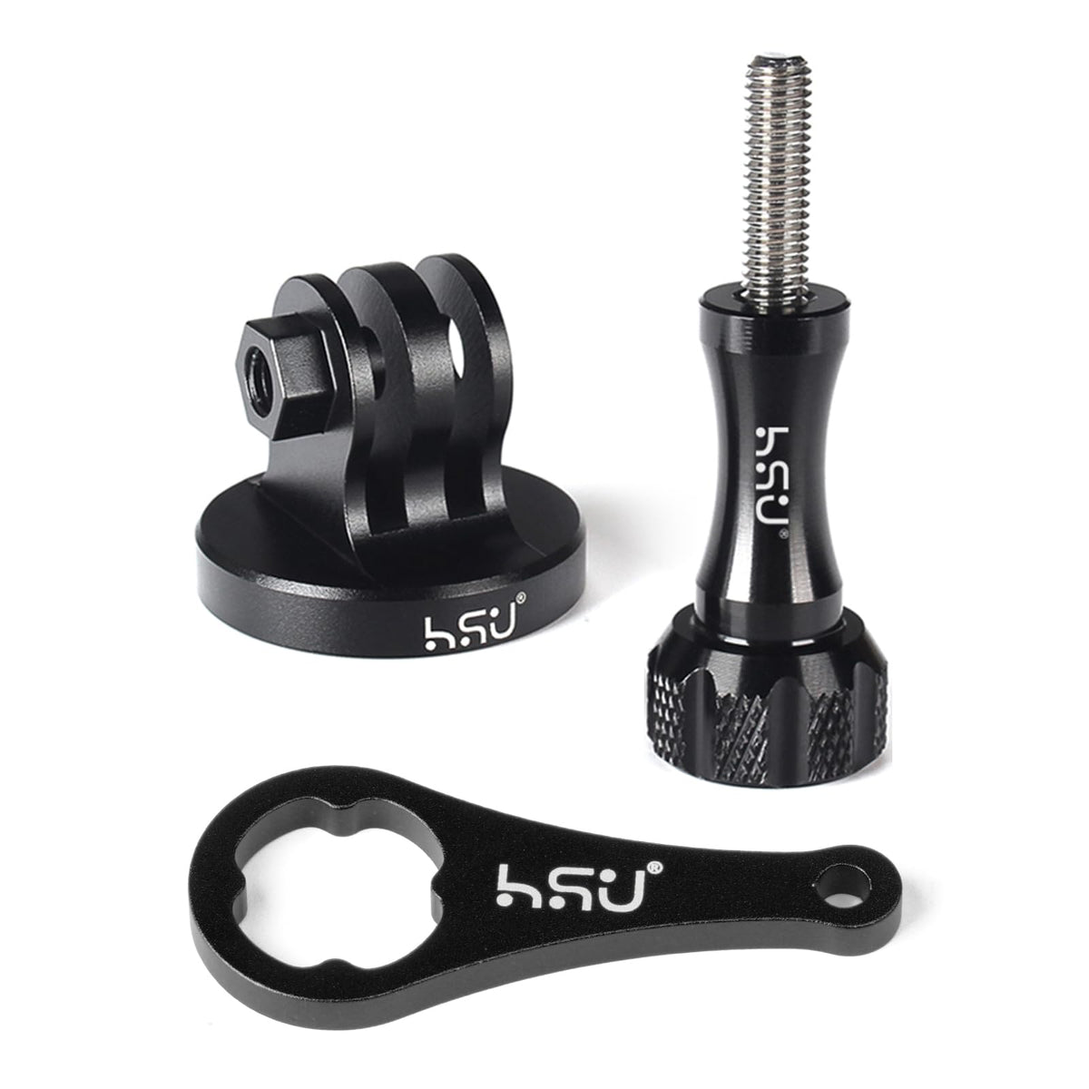 Hsu Aluminum Alloy Metal Gopro Tripod/Monopod Mount With Aluminum Thumbscrew For Gopro Hero 13, 12, 11, 10, 9, 8, 7, 6, 5, 4, 3+, 3, 2, 1 Hd, Akaso Campark And Other Action Cameras (Black)