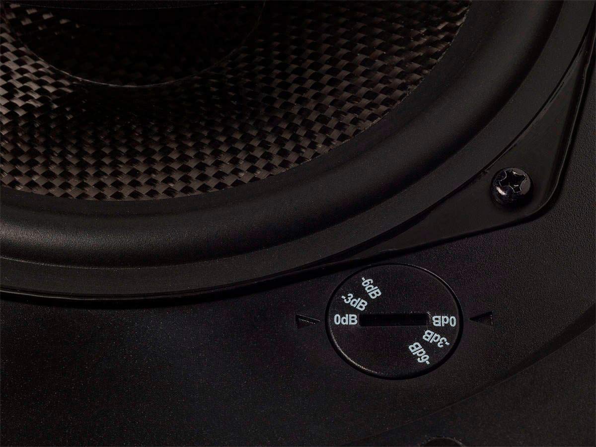 Monoprice Alpha 2 Way Ceiling Speakers   6.5 Inch (Pair) Carbon Fiber, Paintable Magnetic Grille, Louder With Less Power,Black/W