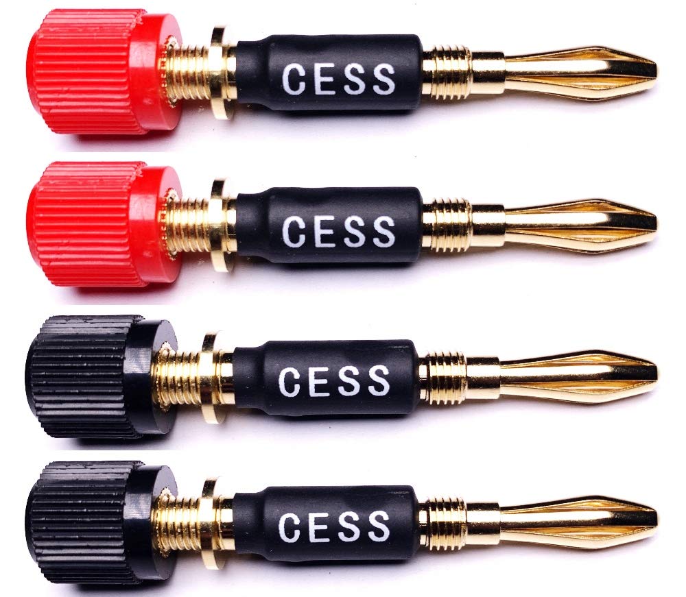 Cncess Cess 061 Spade Fork Binding Post To Banana Plugs Amp Speaker Adapter, 4 Pack