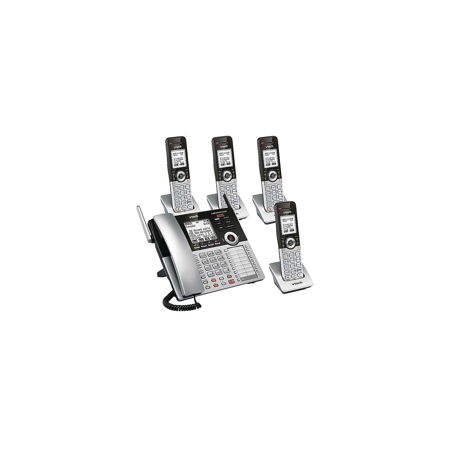 VTech Small Business System 80-0328-00 4-Line Cordless Phone, Silver/Black