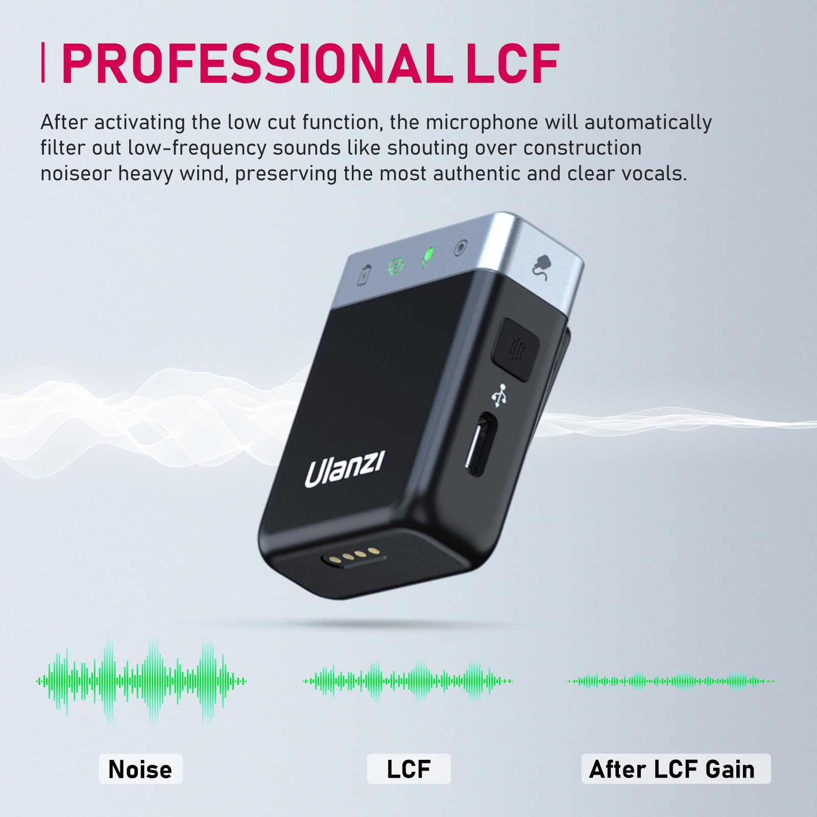 Ulanzi Am18 Wireless Lavalier Microphone,100M(328Ft) Range, Intelligent Lcf Noise Cancellation - Compact Lapel U-Mic For Dslr Ca