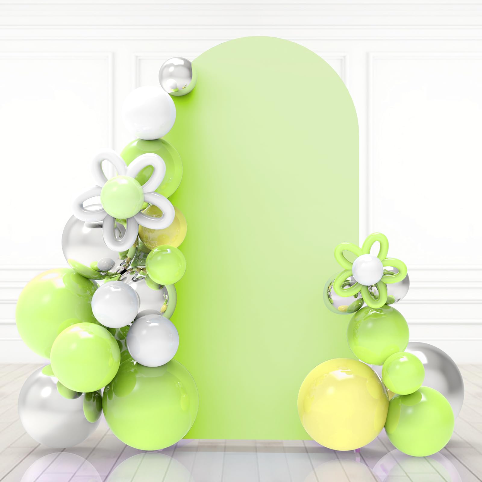 Babenest 5Ft Green Wedding Arch Cover, Spandex Fitted Arch Backdrop Cover For Photography, Round Top Chiara Stand Cover For Part