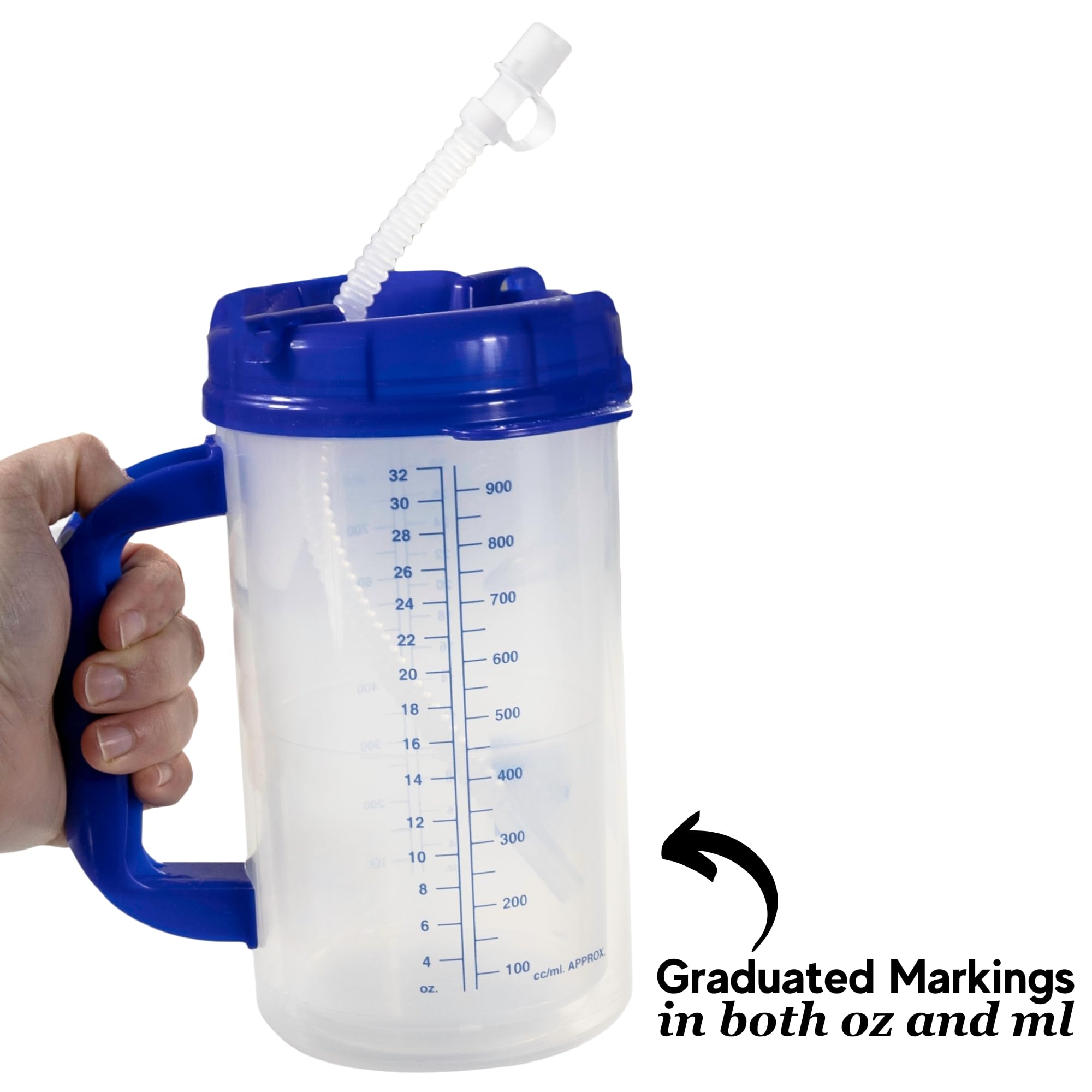 Vakly Hospital Carafe Insulated Double Walled Water Tracking Thermos   32 Oz Capacity Hot And Cold Refillable Water Bottle   Wit