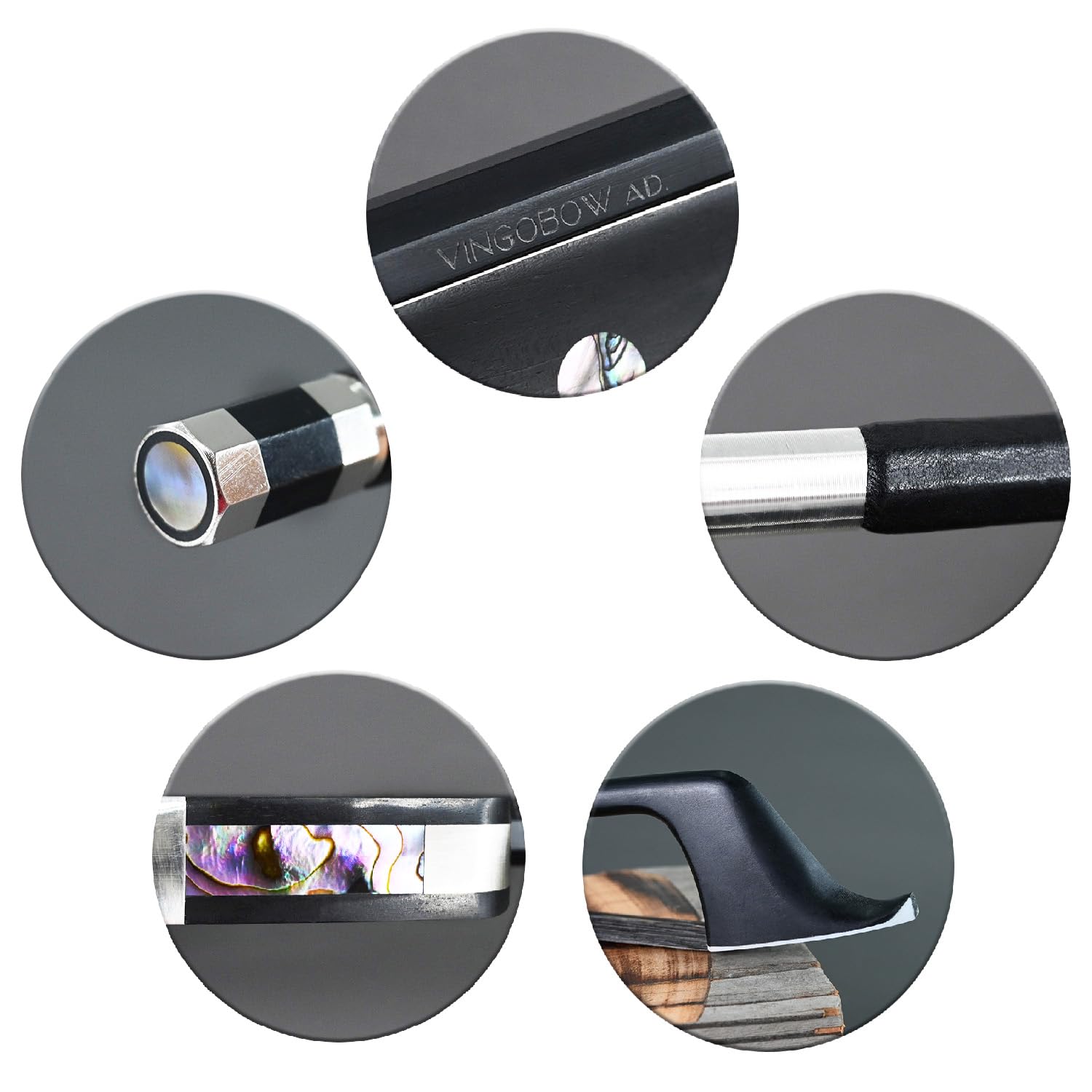 4/4 Size Natural Black Mongolia Horsehair French Carbon Fiber Double Bass Bow Art No. 100Bfb