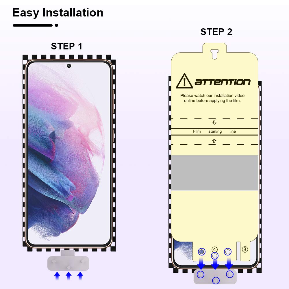 Hatoshi 2 Pack Flexible Tpu Film Screen Protector + 2 Pack Camera Lens Protector For Samsung Galaxy S21 5G 6.2 Inch [Not For S21