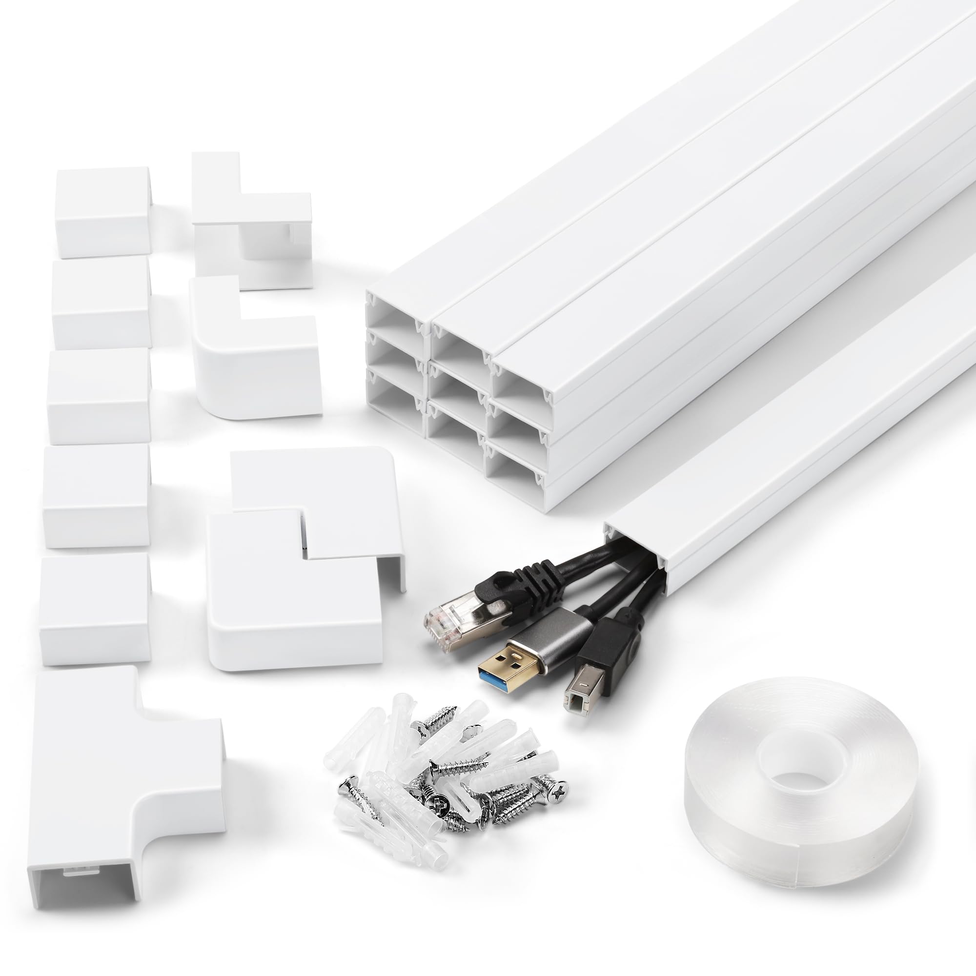 170In Wall Cable Hider Kit, Yclyc Cord Hider Wall Cord Cover For 2 3 Cords, Wire Hiders For Tv On Wall, White Wall Cable Managem