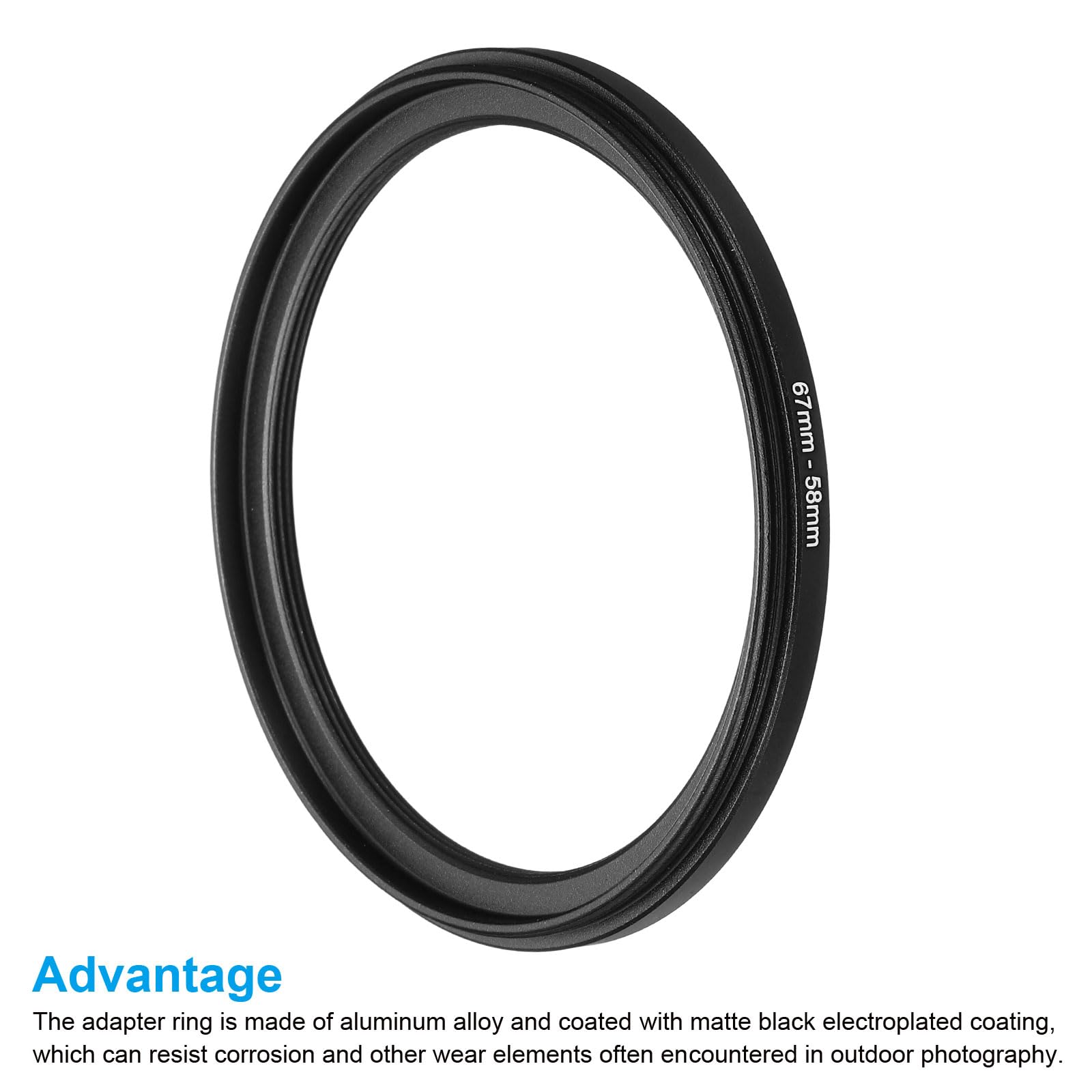 Patikil 67Mm 58Mm Metal Step Down Ring, Camera Lens Filter Adapter Ring Aluminum Filter Adapter Ring For Camera Lenses Hood, Bla